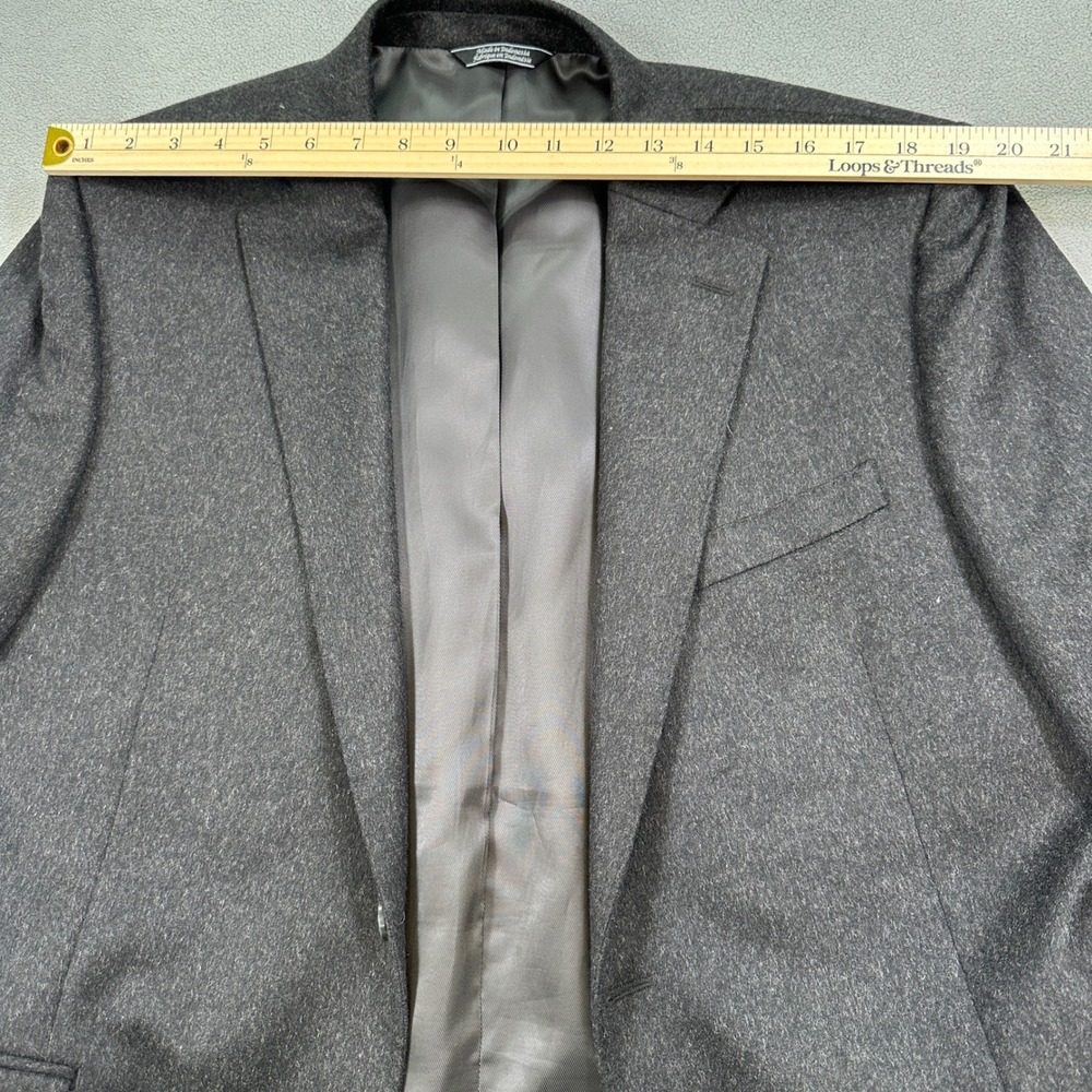 Saks Fifth Avenue Blazer 44R Mens Gray Wool Blend Two Button Sport Coat Business - Picture 6 of 13